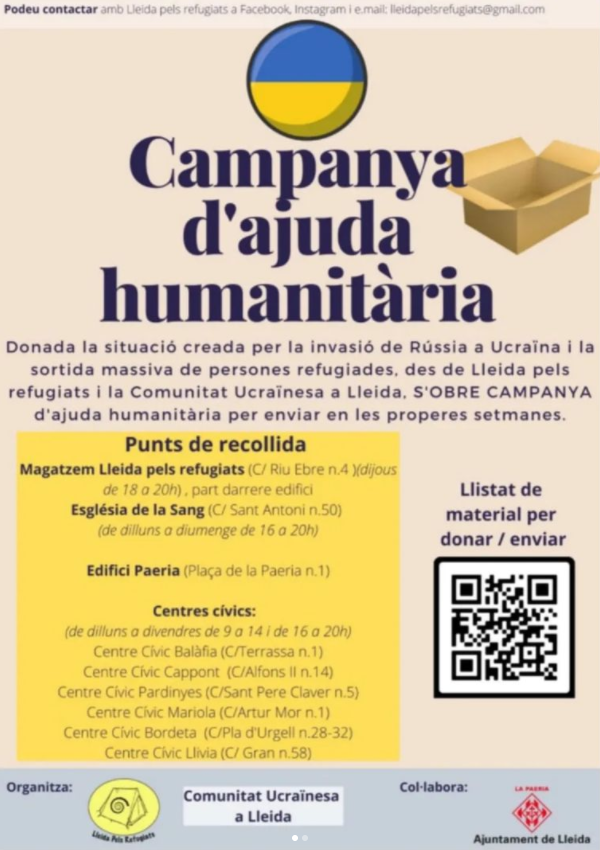 Cartell campanya d'ajuda humanitària