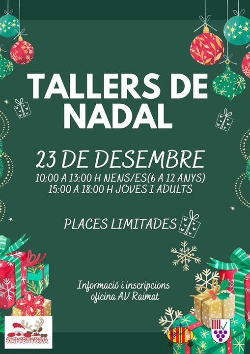 Imatge dels Tallers de Nadal del 23 de desembre, on s'hi poden veure regals i ornaments nadalencs.